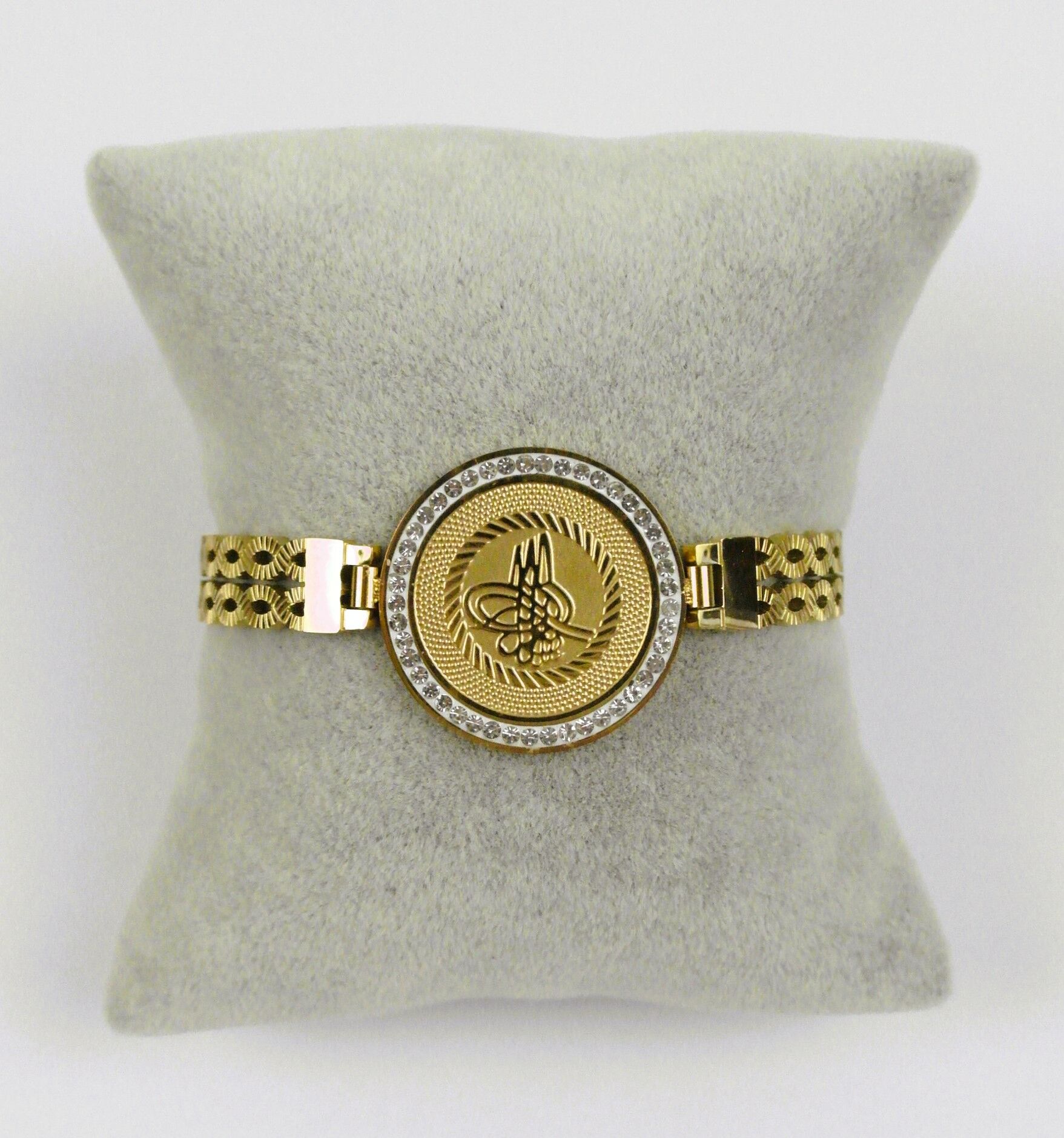 Tuğralı Taşlı Kelepçe Çelik Bileklik TBL118