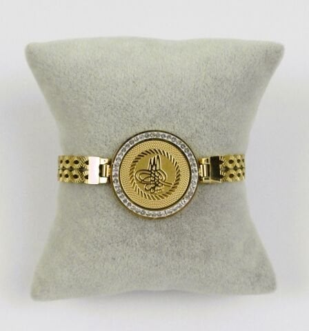 Tuğralı Taşlı Kelepçe Çelik Bileklik TBL118