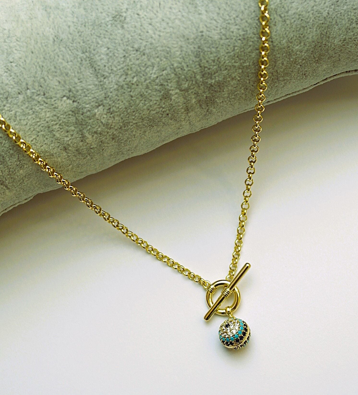 14K Rengi Xuping Nazar Topçuk Kolye TK346