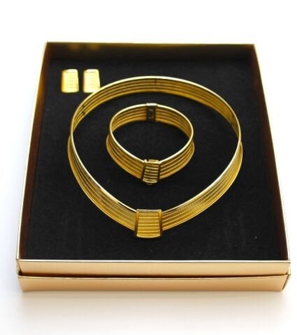 22 Ayar Altın Kaplama Hasır Set AB210