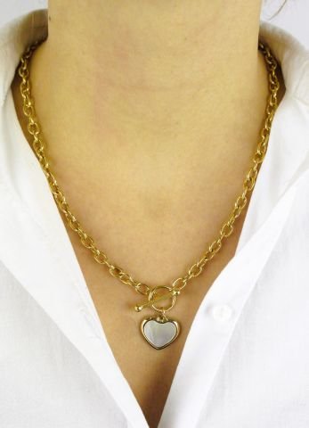 Kalp Sedef Çelik Kolye TK99