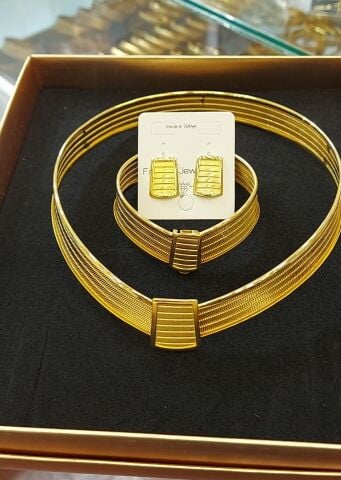 22 Ayar Altın Kaplama Hasır Set AB210