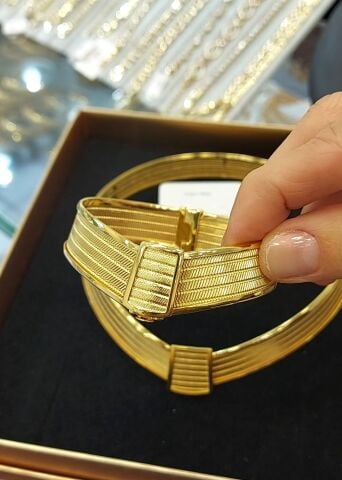 22 Ayar Altın Kaplama Hasır Set AB210