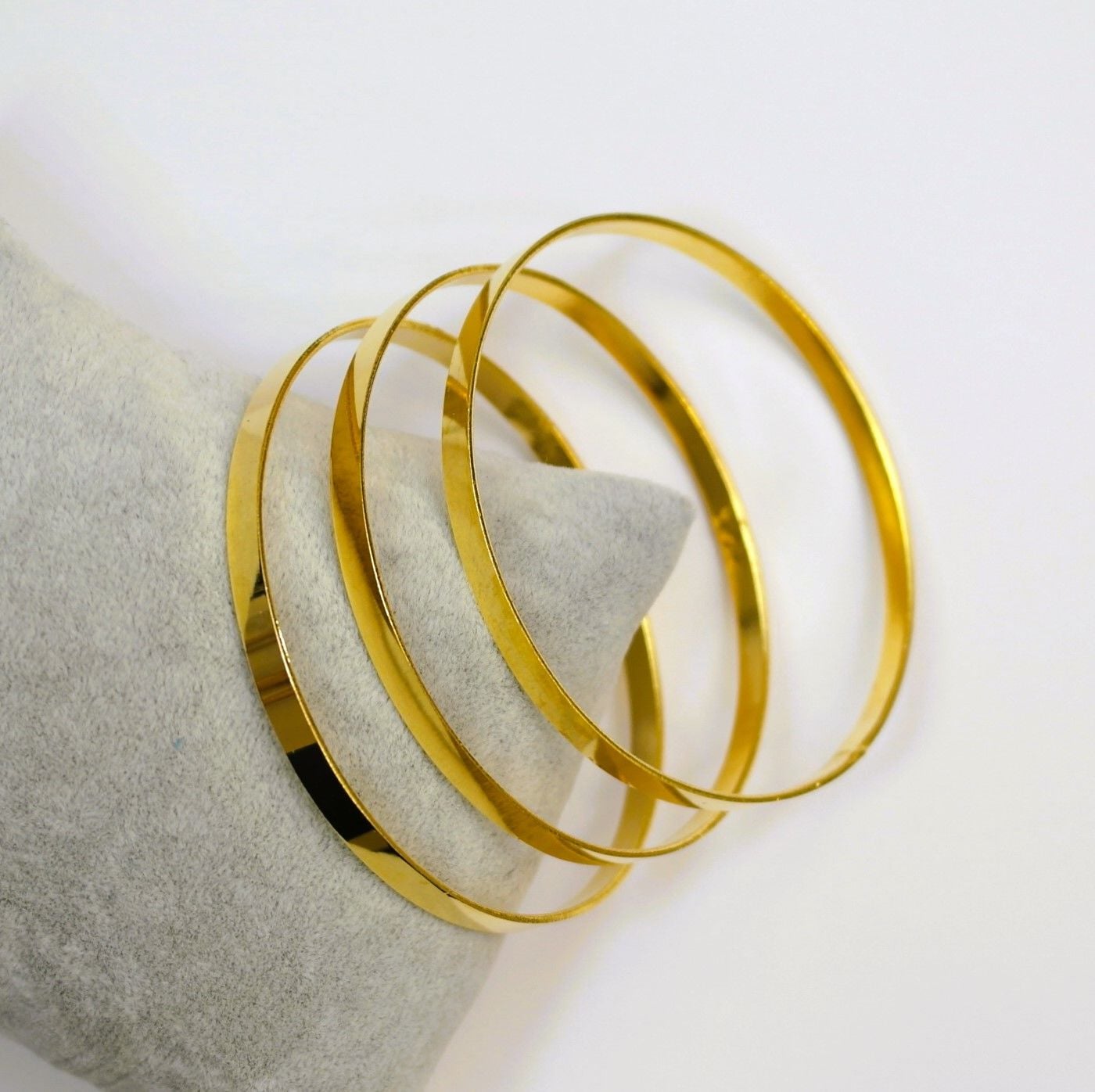 İmitasyon Altın Kaplama Üçlü Düz Ajda Bilezik AB103