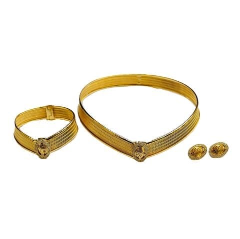 22 Ayar Altın Kaplama Tuğralı Hasır Set AB214