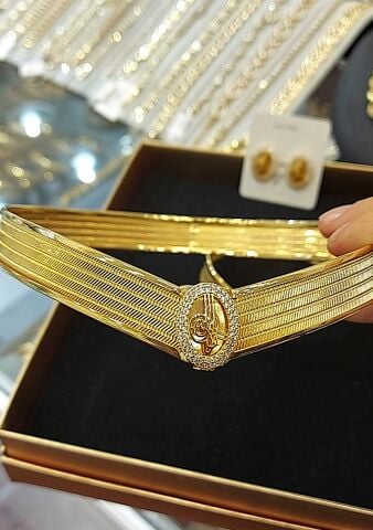 22 Ayar Altın Kaplama Tuğralı Hasır Set AB214