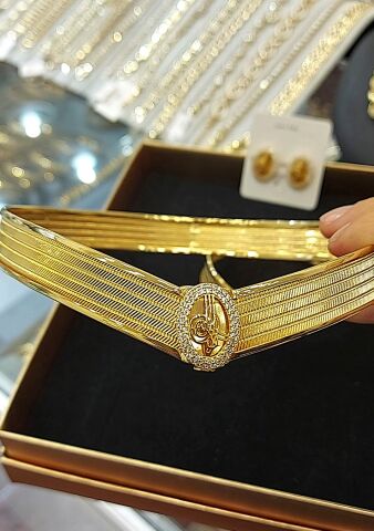 22 Ayar Altın Kaplama Tuğralı Hasır Set AB214