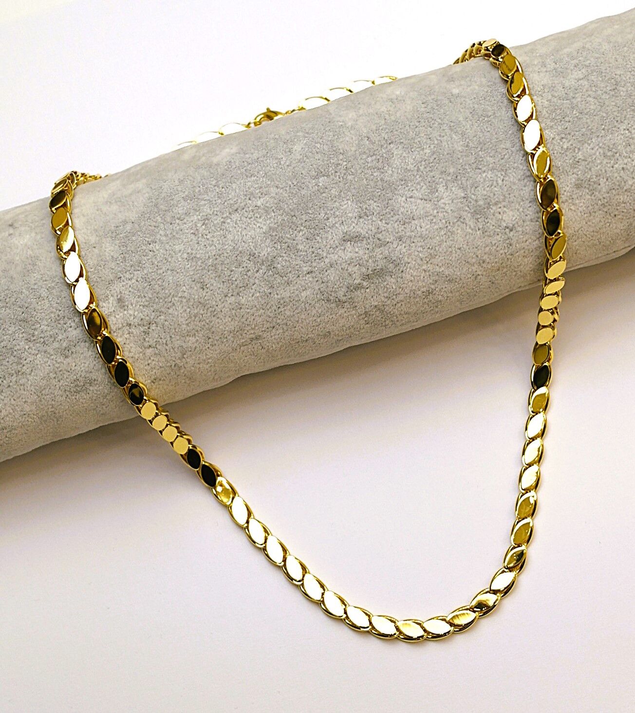 22 Ayar Altın Kaplama Kalın Arpa Zincir Kolye AB215