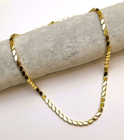 22 Ayar Altın Kaplama Kalın Arpa Zincir Kolye AB215