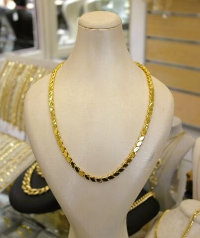 22 Ayar Altın Kaplama Kalın Arpa Zincir Kolye AB215