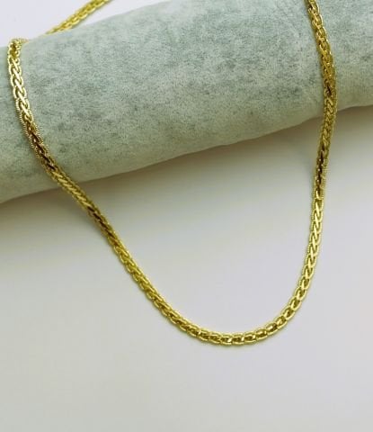 14 Ayar Altın Renginde Ezme Zincir Kolye 60 Cm. TK230