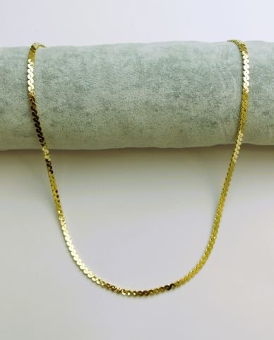 14 Ayar Altın Renginde Ezme Kolye 60 Cm. TK231
