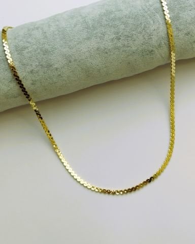 14 Ayar Altın Renginde Ezme Kolye 60 Cm. TK231