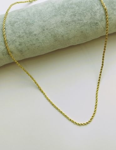 14 Ayar Altın Renginde Burgu Zincir Kolye 60 Cm. TK235