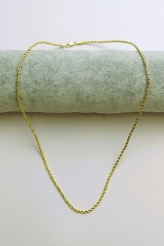 14 Ayar Altın Renginde Burgu Zincir Kolye 60 Cm. TK235