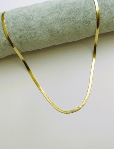 14 Ayar Altın Renginde Ezme İtalyan Kolye 60 Cm. TK237