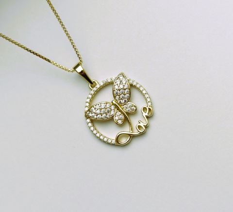 14 K Rengi Butterfly Xuping Kolye 45 Cm. TK245
