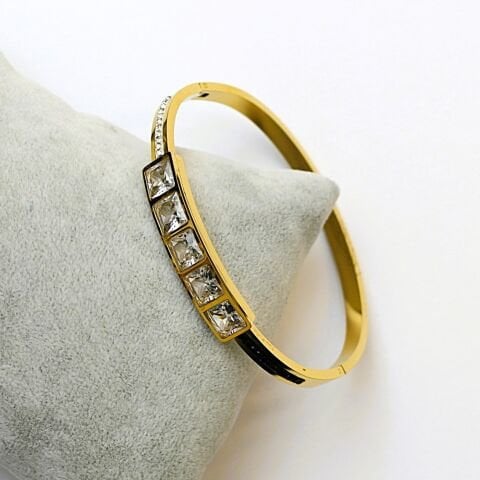 Taşlı Çelik Kelepçe Bileklik TBL173