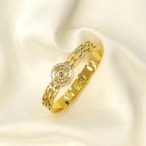 Roma Rakamlı Taşlı Çelik Kelepçe Bileklik TBL180