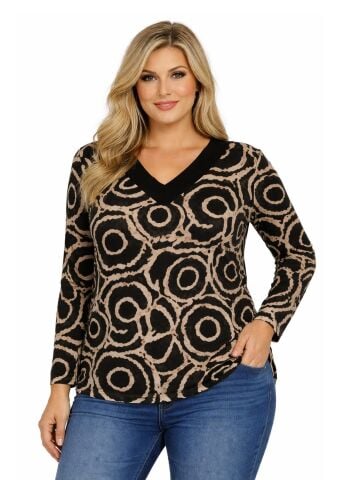 Büyük Beden V Yaka Bluz PB341