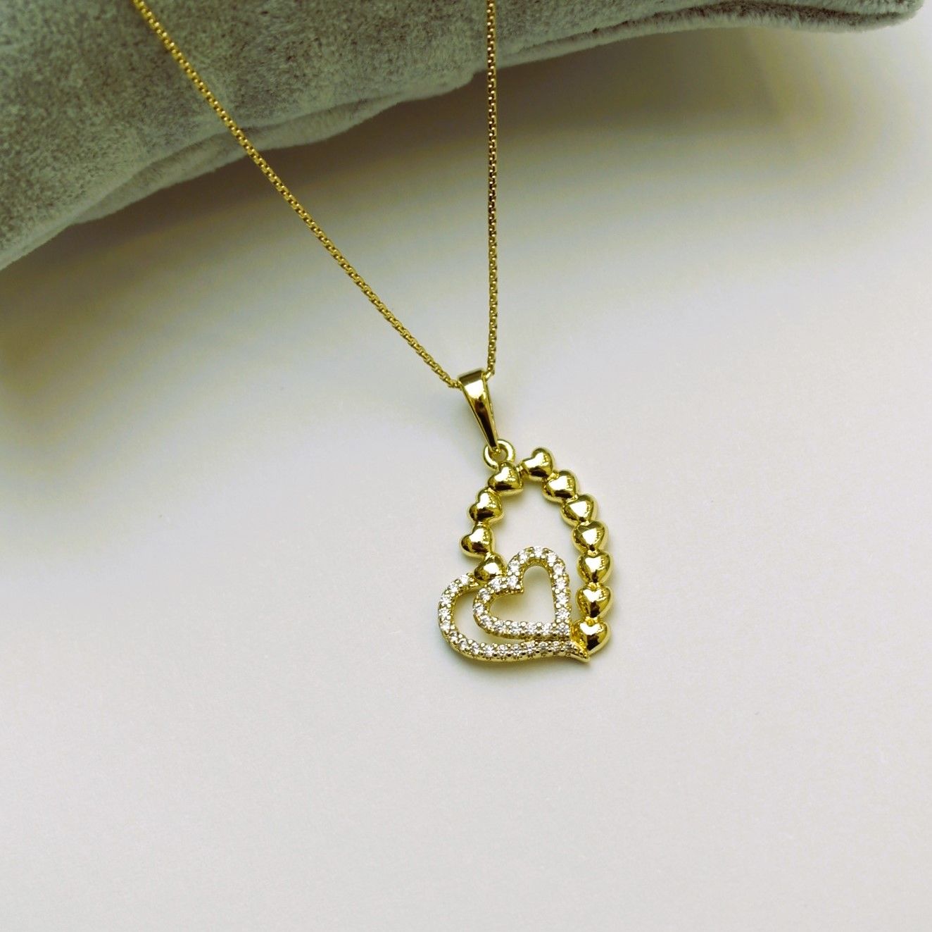 14 K Rengi Çift Kalp Xuping Kolye TK249