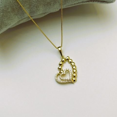 14 K Rengi Çift Kalp Xuping Kolye TK249