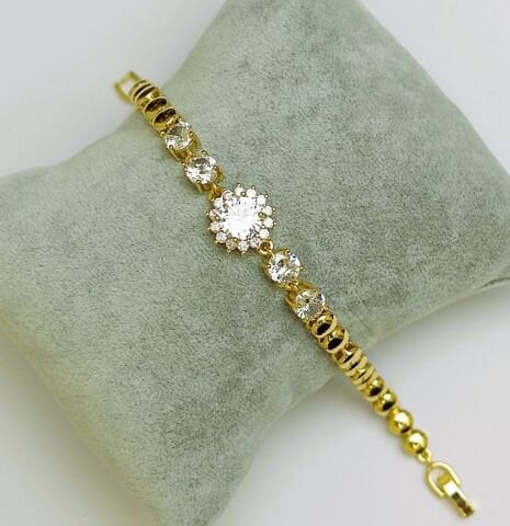 14 Ayar Altın Renginde Zirkon Taşlı Bileklik TBL195